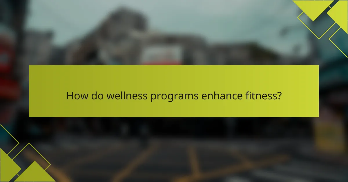 How do wellness programs enhance fitness?